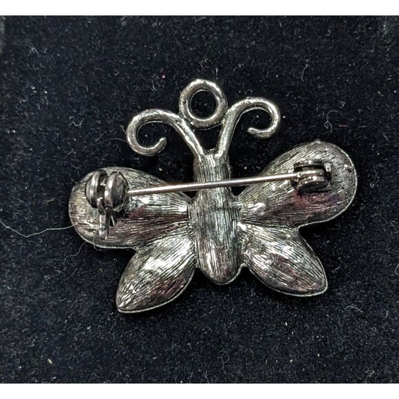 Vintage Fairycore Butterfly Silver Tone Rhinestone Brooch - Picture 4 of 4